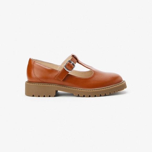 Zara girls cognac brown buckle shoes - Picture 3 of 8